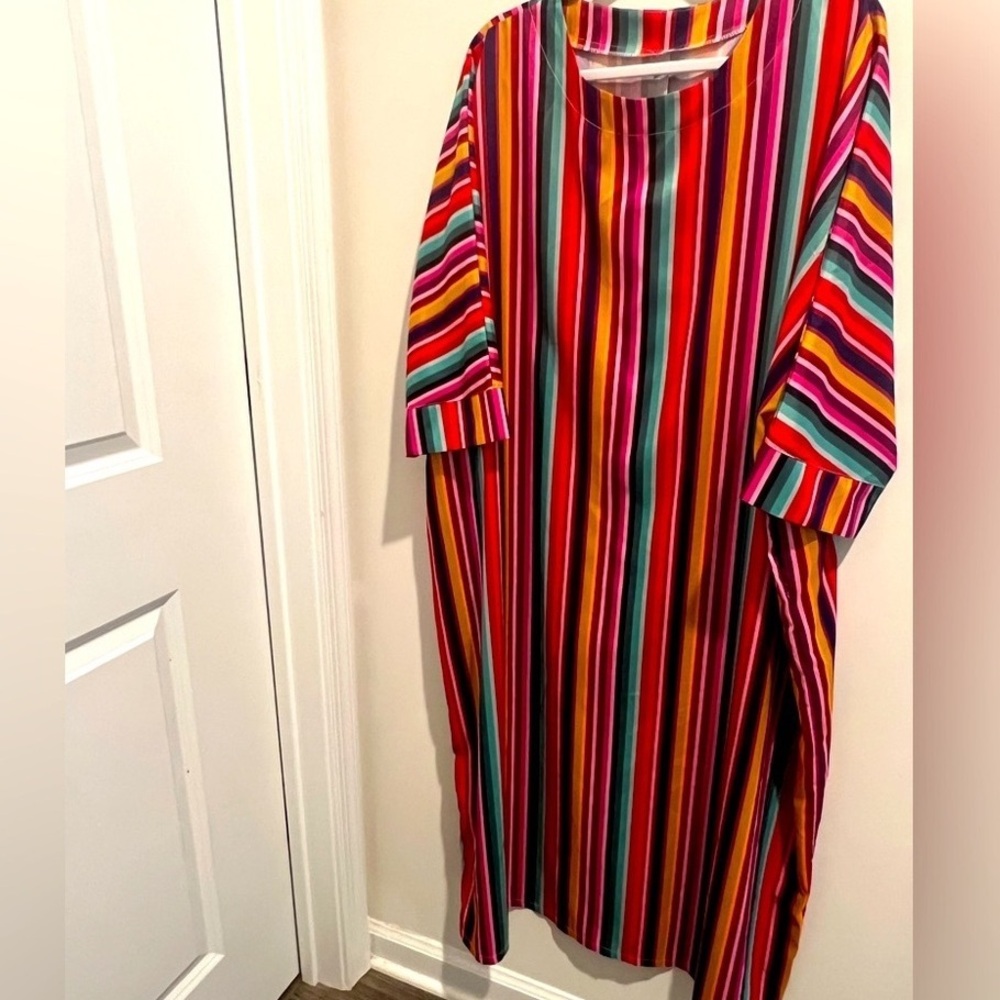 Striped Maxi Dress in Pink and Multicolor